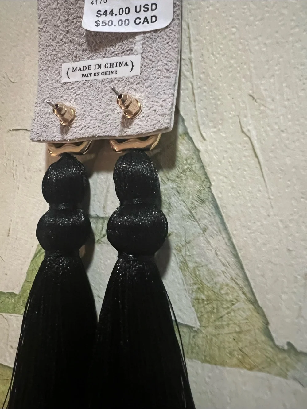 Anthropologie Tassel Drop Earrings - NWT - Black